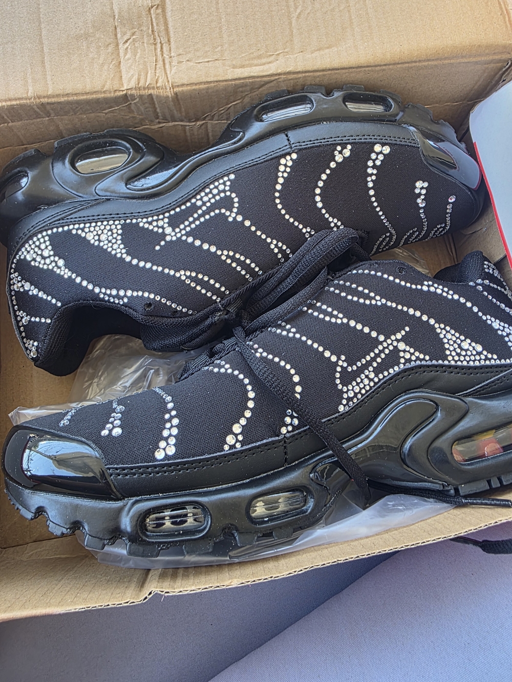 Black Rhinestone Embellished Platform Sneakers